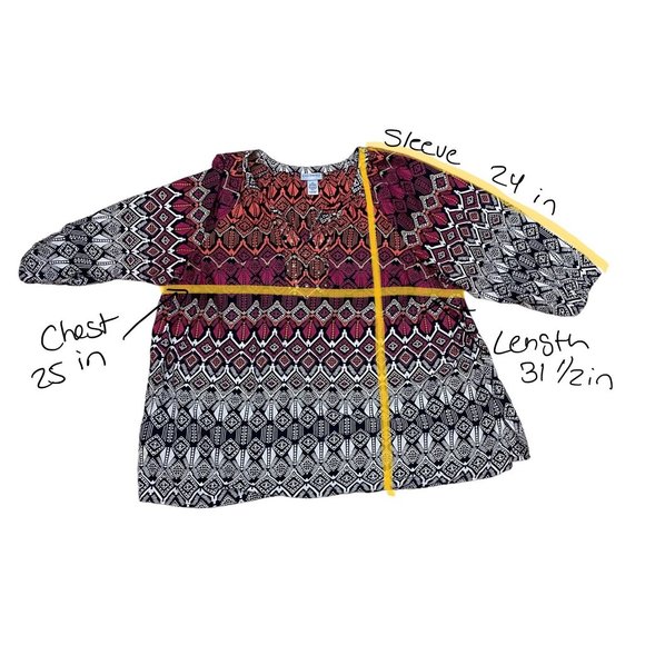 Catherines 2X (22/24) Multicolor Top 3/4 Sleeve Boho - Picture 2 of 12